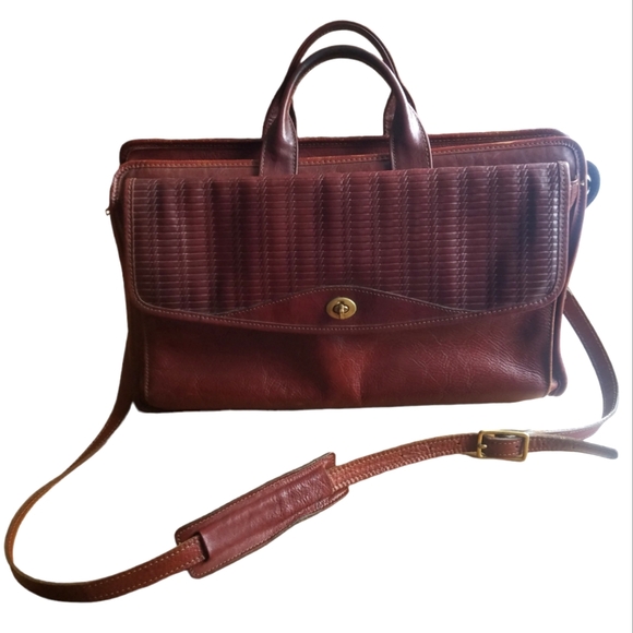 Jack Georges vintage leather messenger briefcase crossbody shoulder laptop bag - Picture 1 of 16